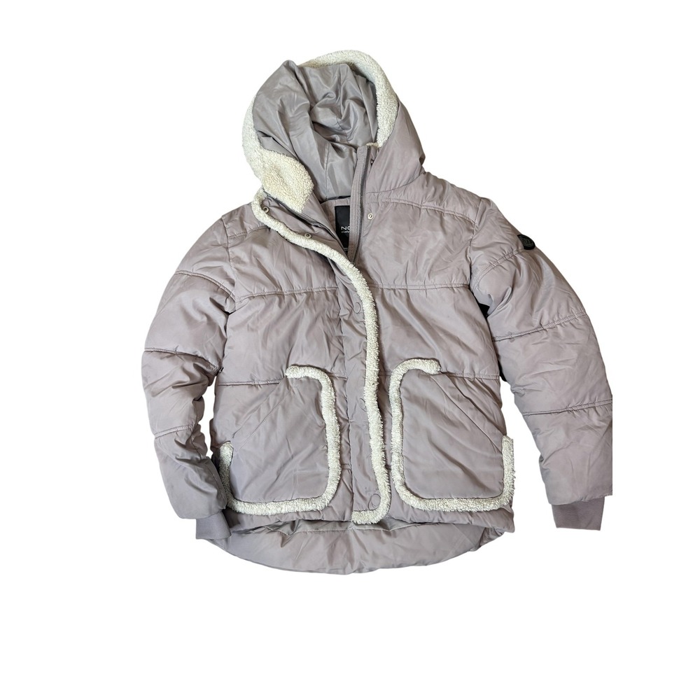Noize Puffer Jacket Womens Small Lilac Purple Hooded Sherpa Trim Vegan Insulated